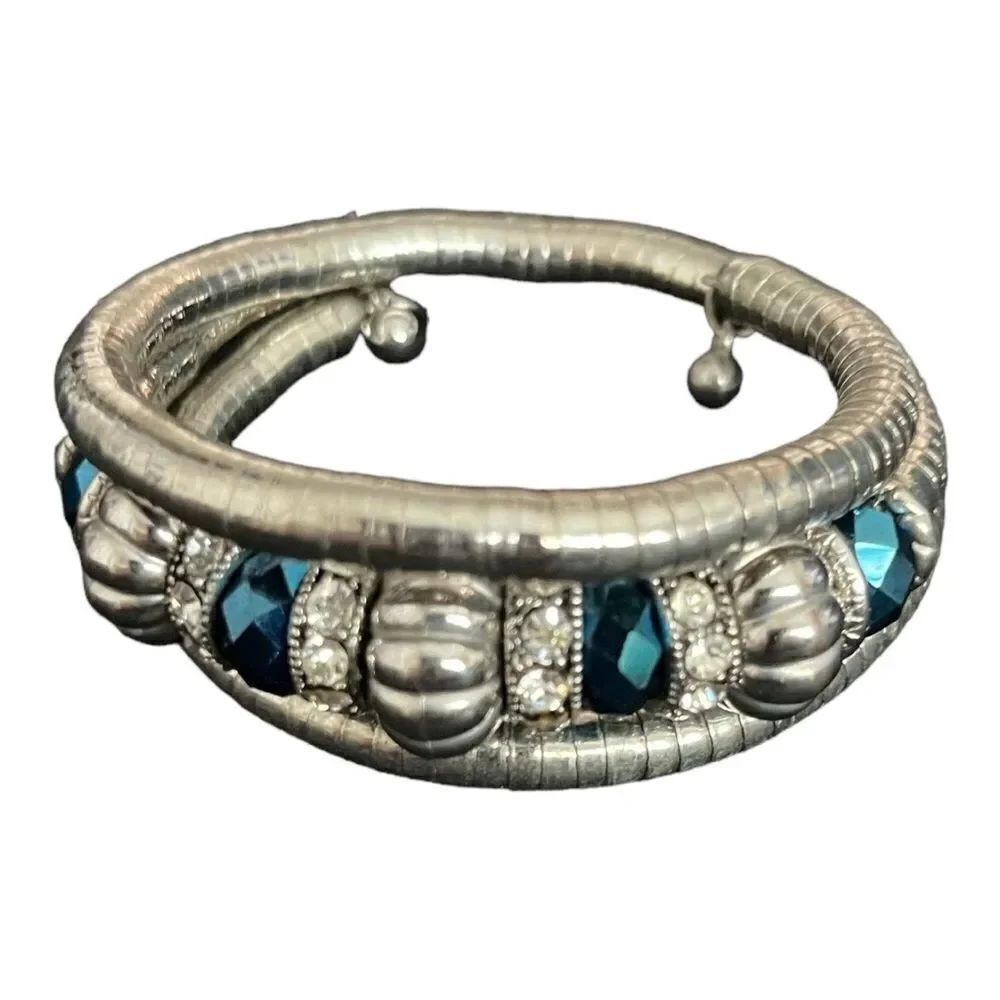 Silver Toned and Faux Turquoise Rope Bracelet